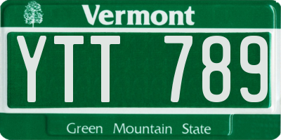 VT license plate YTT789