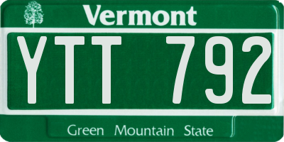 VT license plate YTT792