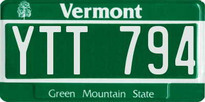 VT license plate YTT794