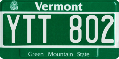 VT license plate YTT802