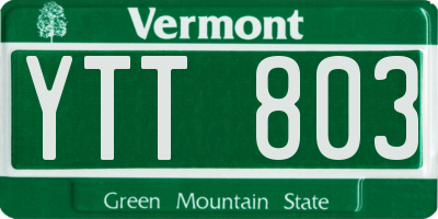 VT license plate YTT803