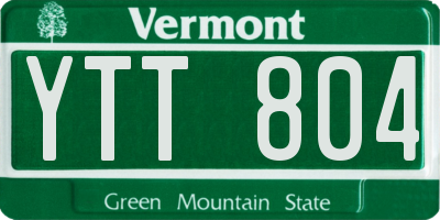 VT license plate YTT804