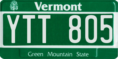 VT license plate YTT805