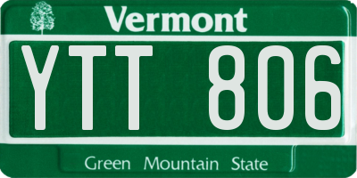 VT license plate YTT806
