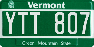 VT license plate YTT807