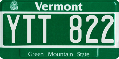 VT license plate YTT822