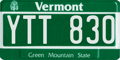VT license plate YTT830
