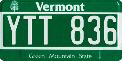 VT license plate YTT836