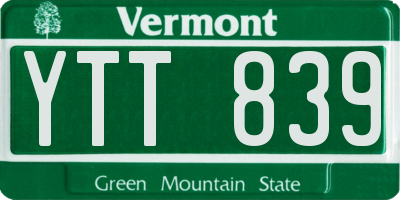 VT license plate YTT839