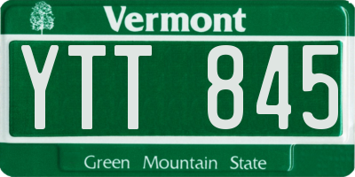 VT license plate YTT845