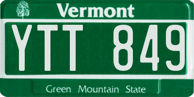 VT license plate YTT849