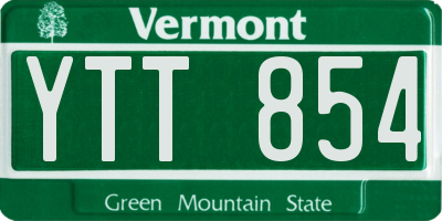 VT license plate YTT854