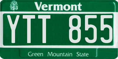 VT license plate YTT855