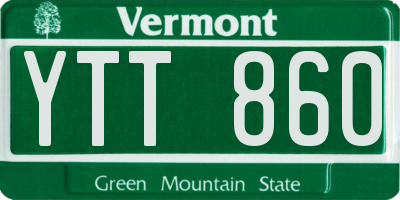 VT license plate YTT860