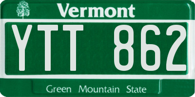 VT license plate YTT862