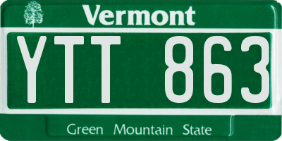 VT license plate YTT863