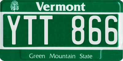 VT license plate YTT866