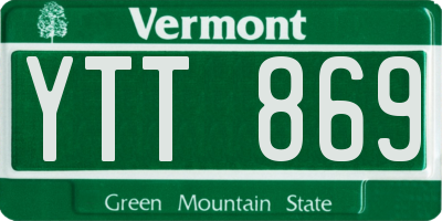 VT license plate YTT869