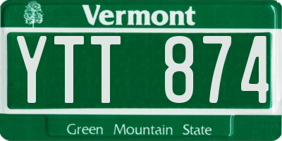 VT license plate YTT874