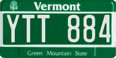 VT license plate YTT884