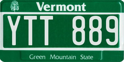 VT license plate YTT889