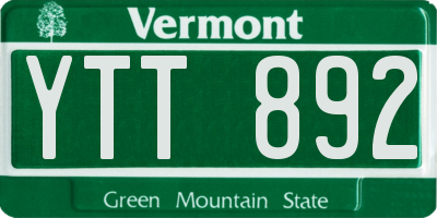 VT license plate YTT892