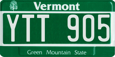 VT license plate YTT905