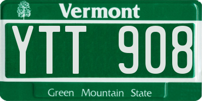 VT license plate YTT908