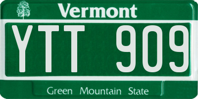 VT license plate YTT909