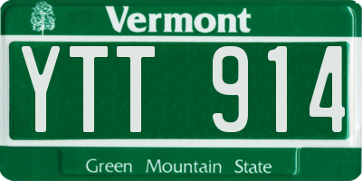 VT license plate YTT914