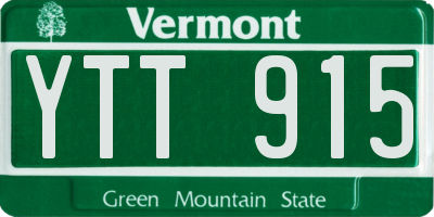 VT license plate YTT915