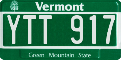 VT license plate YTT917