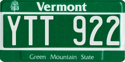 VT license plate YTT922