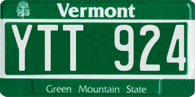 VT license plate YTT924