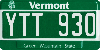 VT license plate YTT930