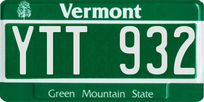 VT license plate YTT932
