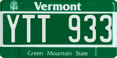VT license plate YTT933