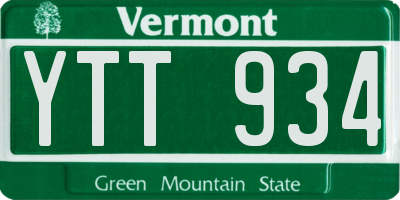 VT license plate YTT934