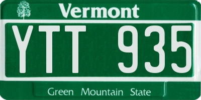 VT license plate YTT935