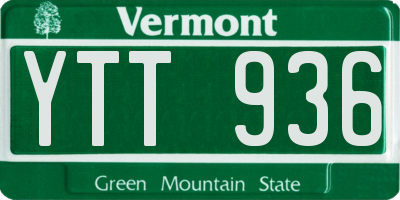 VT license plate YTT936