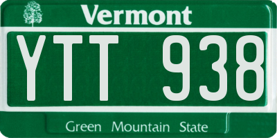 VT license plate YTT938