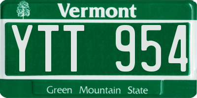 VT license plate YTT954