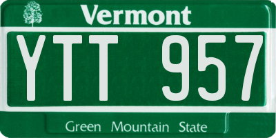 VT license plate YTT957