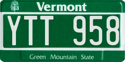 VT license plate YTT958