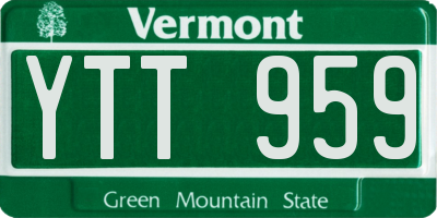 VT license plate YTT959