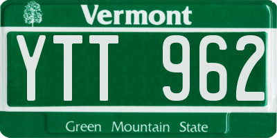 VT license plate YTT962