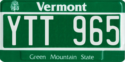 VT license plate YTT965
