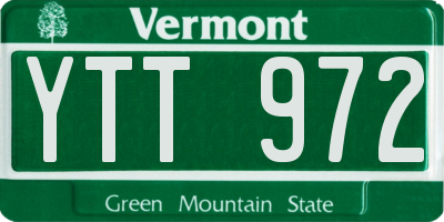 VT license plate YTT972