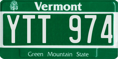 VT license plate YTT974