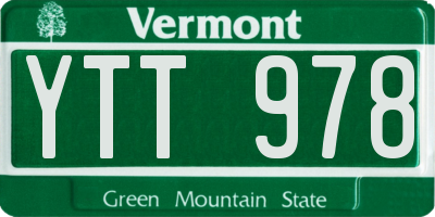 VT license plate YTT978